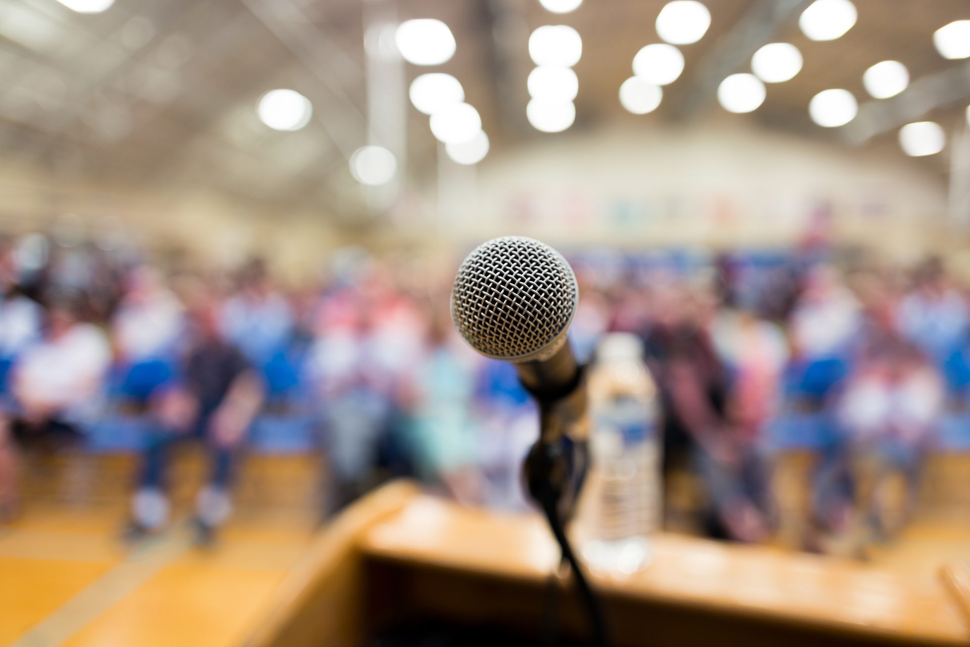Microphone on a Podium in an Auditorium
